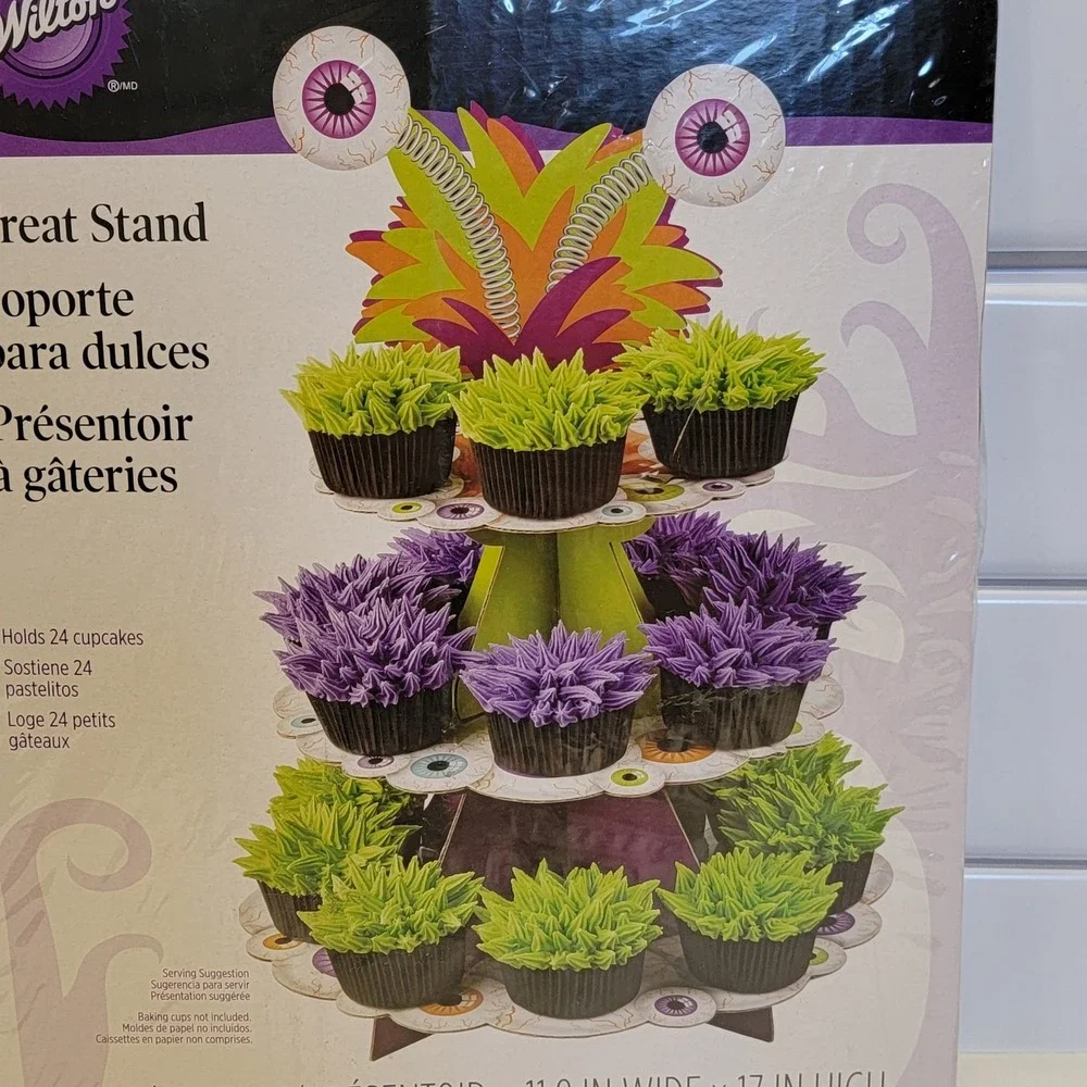 Wilton Halloween Monster Eyeball Treat Stand Cupcake Holder Display 3 Tier Party